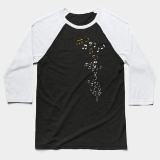 Flying Notes White And Bling Baseball T-Shirt